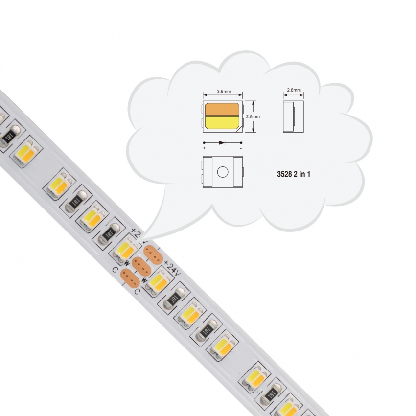 3528 2in1 120leds/m tunable white with WW+PW-6